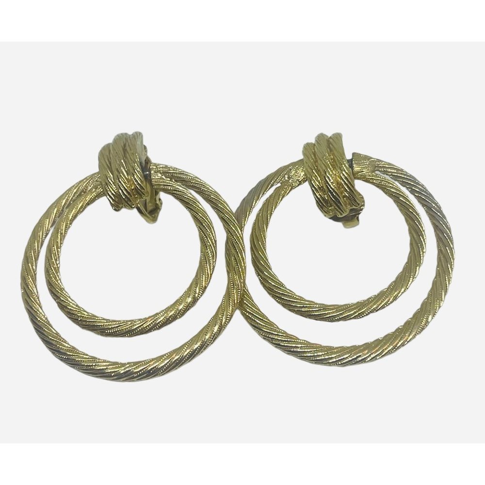 Sarah Coventry Clip on Gold Door Knocker Clip on Earrings eighties